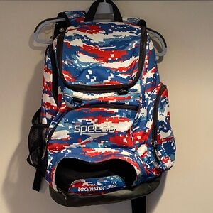 Speedo Swim Backpack - Vibrant Red, Blue, and White